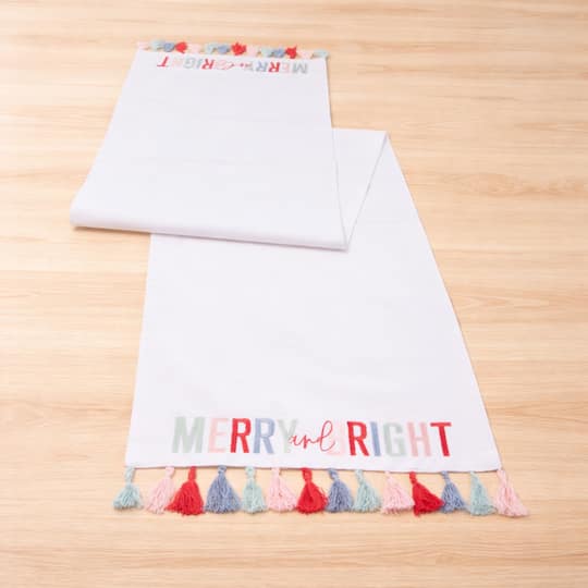 Melrose 72" x 14.5" Merry & Bright Tassel Table Runner